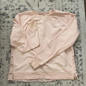 J Crew Soft Peach Ruffle Back Sweatshirt Size S